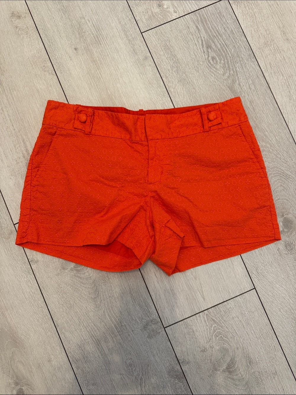 BANANA REPUBLIC Ryan Fit Bright Orange Eyelet Cotton Shorts